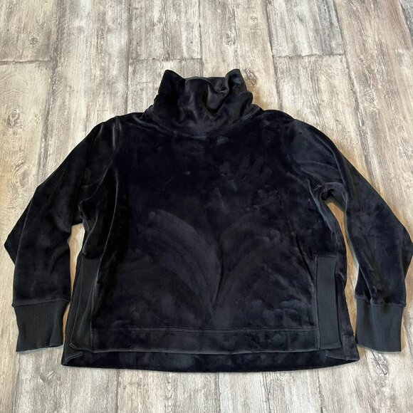 Athleta Double Cozy Karma Funnel Neck Sweatshirt, Black, Size Large - Picture 1 of 7